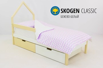 Кровать-домик мини Skogen бежево-белый в Одинцово