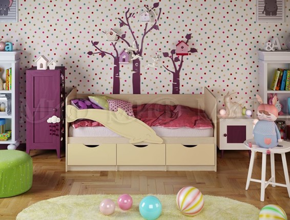 Детская кровать Дельфин-1, Ваниль матовый 80х160 в Москве - изображение