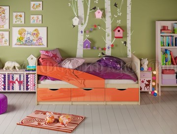 Кровать в детскую Дельфин, Оранжевый глянец 80х180 в Москве