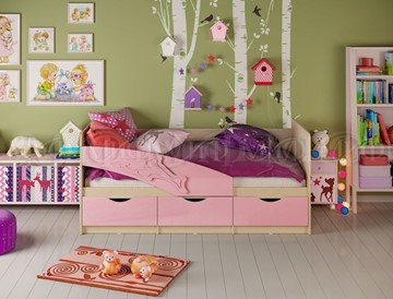 Детская кровать Дельфин, Розовый глянец 80х180 в Москве