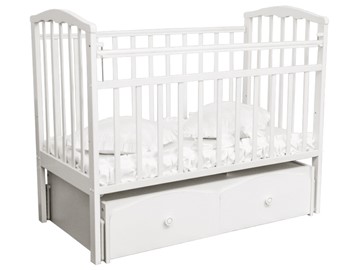 Кроватка детская Золушка 7, 60х120, массив березы, цвет белый в Одинцово