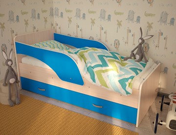 Детская кровать Максимка, корпус Млечный дуб, фасад Синий в Серпухове