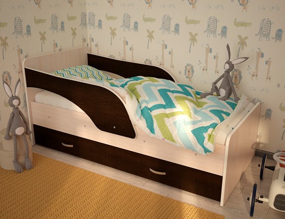 Детская кровать Максимка, корпус Млечный дуб, фасад Венге в Химках - изображение