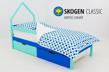 Детская кровать-домик мини Skogen мятно-синий в Москве