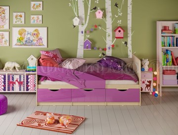 Кровать в детскую Дельфин, Фиолетовый глянец 80х160 в Москве