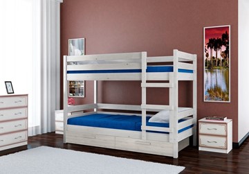 Детская кровать Джуниор двухъярусная с ящиками (Белый Античный) в Химках