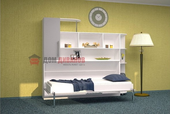 Детская кровать-шкаф Горизонтальная в серых тонах, Белый шагрень/Алюминий (900х2000) в Подольске - изображение