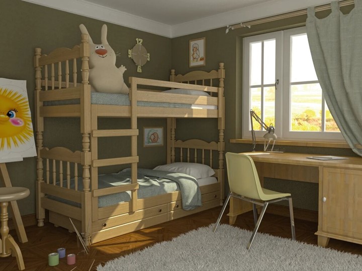 Кровать детская Соня двухъярусная (Сосна) в Москве - изображение 1