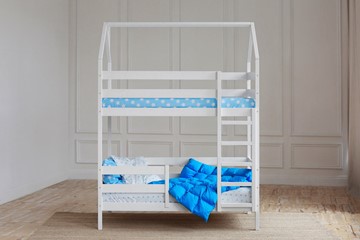 Двухъярусная кровать Домик, цвет белый в Серпухове