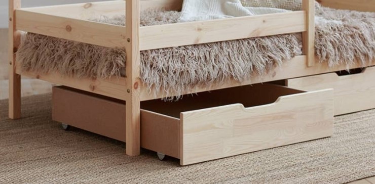 Двухъярусная детская кровать Домик с ящиками, без покраски в Одинцово - изображение 1