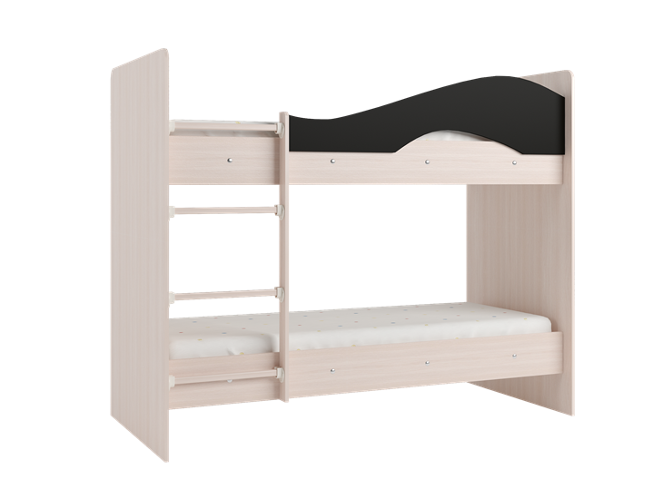 Детская 2-х ярусная кровать Мая на щитах со шкафом и ящиками, корпус Млечный дуб, фасад Венге в Москве - изображение 2