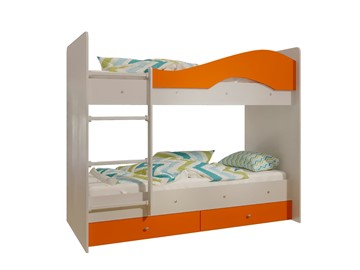 Кровать 2-ярусная Мая с 2 ящиками на щитах, корпус Млечный дуб, фасад Оранжевый в Подольске - предосмотр 4