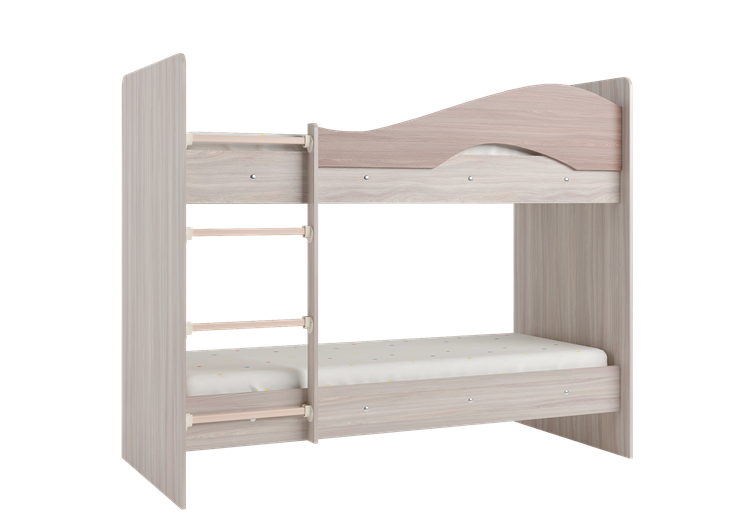 Двухъярусная кровать Мая с 2 ящиками на щитах, корпус Шимо светлый, фасад Шимо темный в Химках - изображение 2