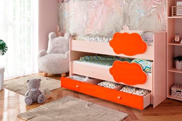 Детская двухэтажная кровать Соник 1.6 с ящиком, Оранжевый в Серпухове