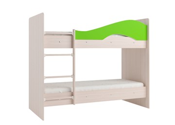Двухэтажная детская кровать Мая на щитах, корпус Млечный дуб, фасад Салатовый в Одинцово - предосмотр