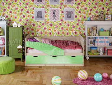 Кровать в детскую Бабочки 800*1600, Салатовый глянец в Москве