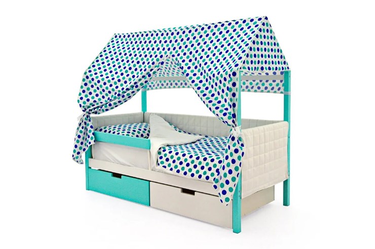 Детская кровать-домик «Svogen мятный-белый» мягкая в Подольске - изображение 1