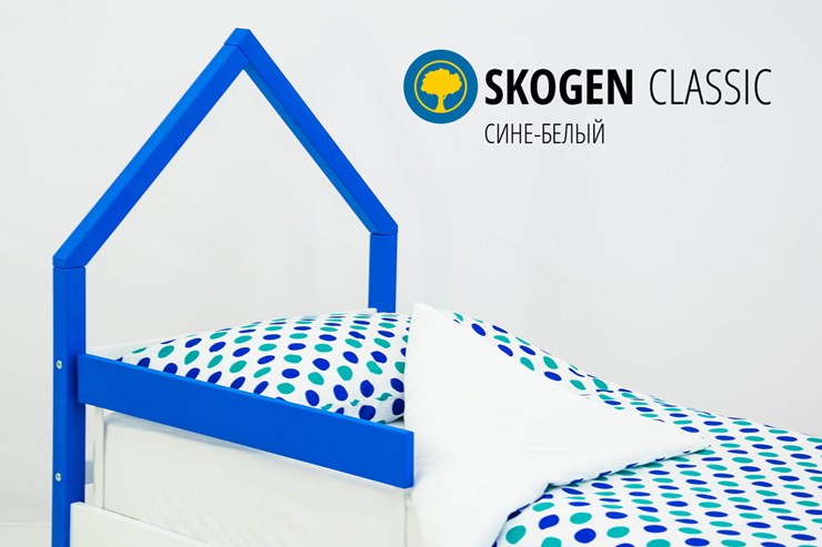 Кровать-домик в детскую мини Skogen сине-белый в Москве - изображение 3