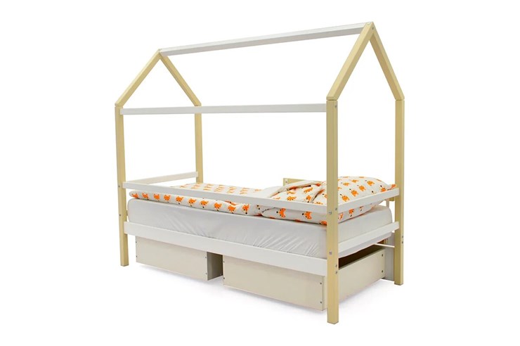 Кровать-домик Svogen бежево-белый в Подольске - изображение 4
