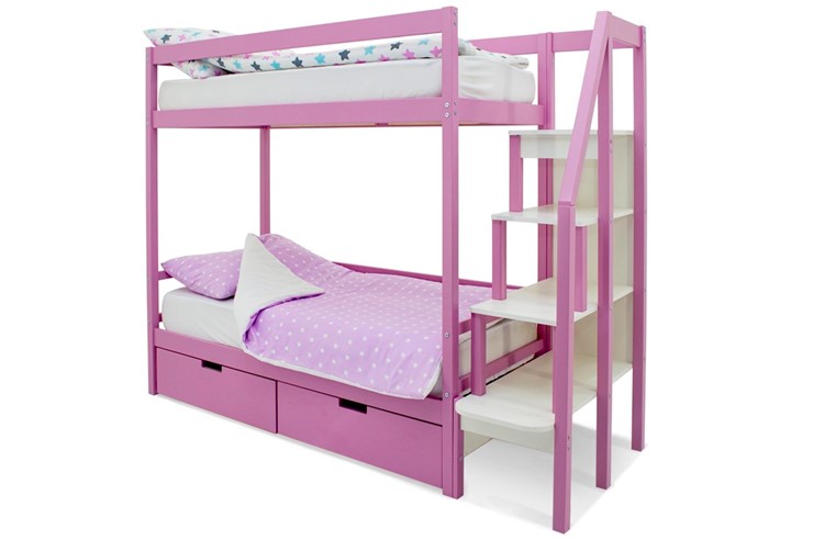 Двухъярусная детская кровать Svogen розовый в Москве - изображение 4