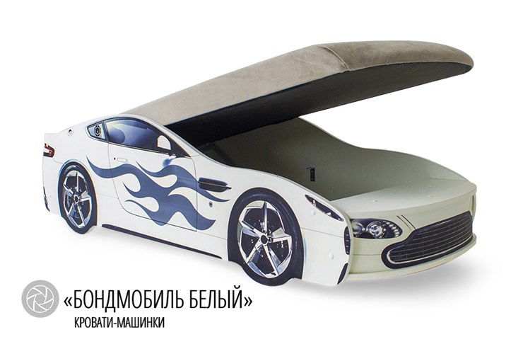 Кровать-машина детская Бондимобиль белый в Москве - изображение 1