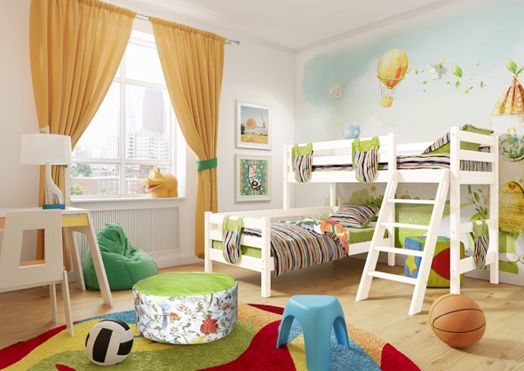 Детская кровать двухъярусная угловая Соня, Вариант 8 Белый в Москве - изображение