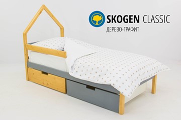 Детская кровать-домик мини Skogen дерево-графит в Химках