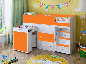 Детская кровать-шкаф Малыш 1600, корпус Винтерберг, фасад Оранжевый в Подольске