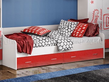 Детская кровать Алфавит (Красный) с ящиками в Одинцово