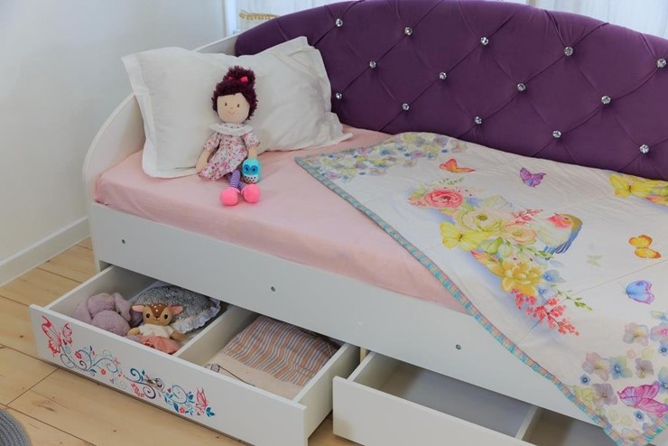 Кровать с ящиками Эльза без бортика, Фиолетовый (латы) в Одинцово - изображение 6