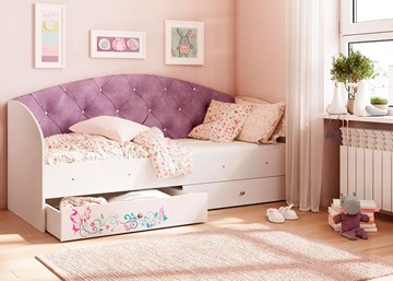 Кровать с ящиками Эльза без бортика, Фиолетовый (латы) в Одинцово
