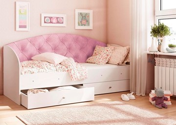 Кровать детская односпальная Эльза без бортика, Розовый (латы) в Подольске