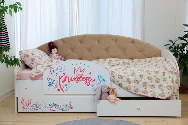 Детская кровать односпальная Эльза с бортиком, Бежевый (латы) в Москве - изображение 5