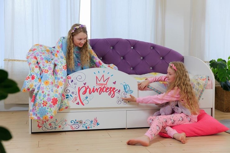 Детская кровать односпальная Эльза с бортиком, Фиолетовый (латы) в Одинцово - изображение 4