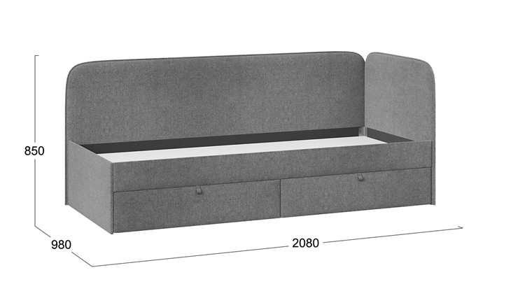 Кровать в детскую Молли тип 1 (90), Микровелюр Scandi Graphite 22 в Одинцово - изображение 3