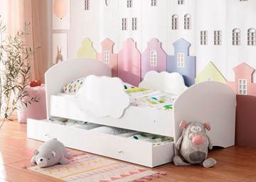 Детская кровать Тучка с ящиком, корпус Белый, фасад Белый в Подольске