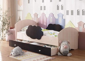 Детская кровать Тучка с ящиком, корпус Дуб млечный, фасад Венге в Одинцово