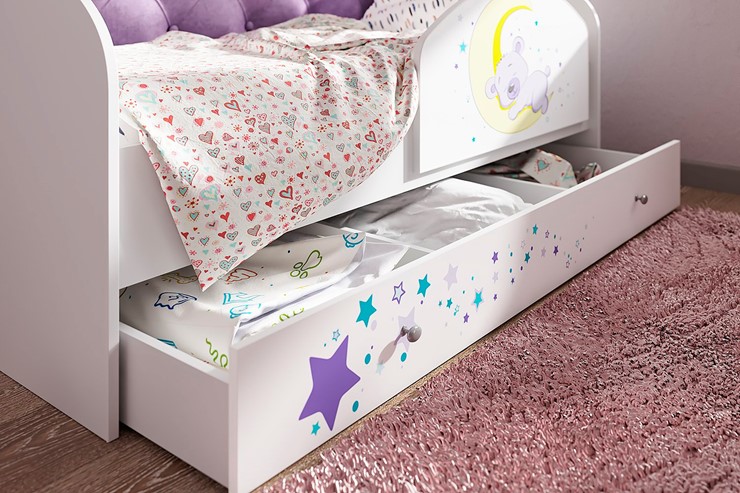 Односпальная детская кровать Звездочка с бортиком, Бежевый в Москве - изображение 1