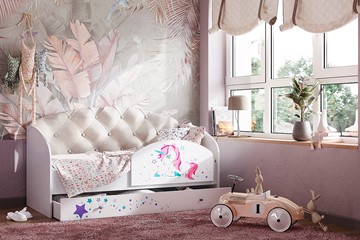 Односпальная детская кровать Звездочка с бортиком, Бежевый в Подольске