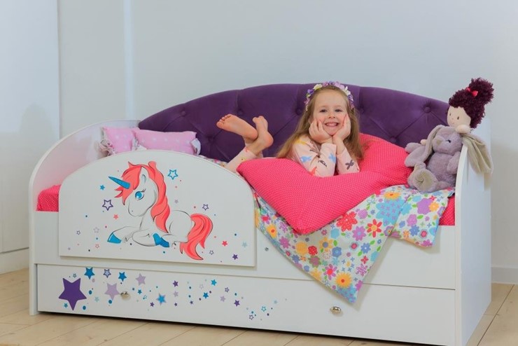Детская кровать односпальная Звездочка с бортиком, Фиолетовый в Москве - изображение 4