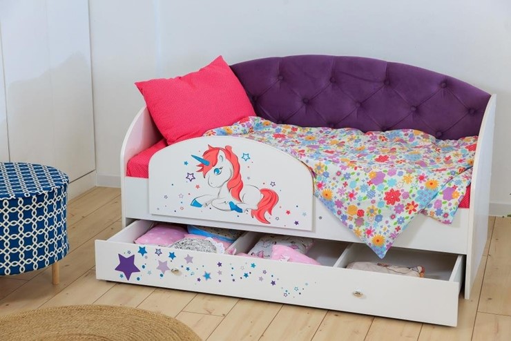 Детская кровать односпальная Звездочка с бортиком, Фиолетовый в Москве - изображение 5