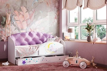Детская кровать односпальная Звездочка с бортиком, Фиолетовый в Подольске