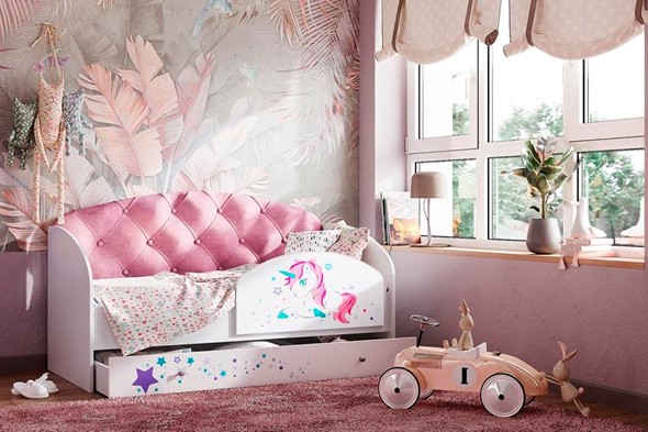 Детская кровать с бортиками Звездочка с бортиком, Розовый в Москве - изображение