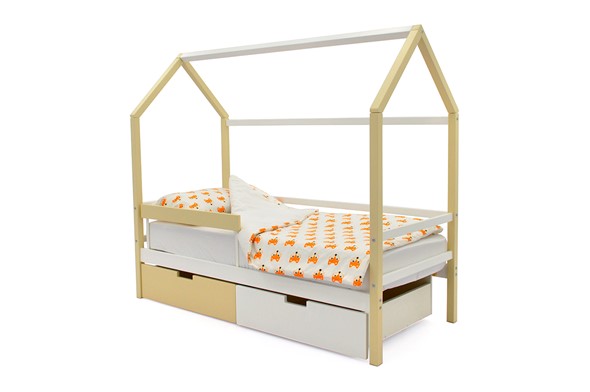 Кровать-домик Svogen бежево-белый в Подольске - изображение