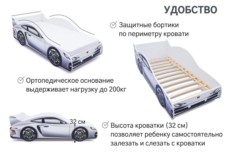 Детская кровать-машина Porsche в Москве - изображение 6