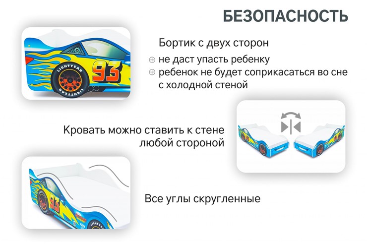 Кровать-машина детская Тачка синяя в Москве - изображение 5