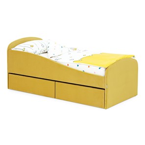 Мягкая кровать с ящиками Letmo 190х80 горчичный (велюр) в Одинцово