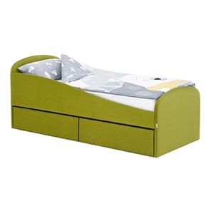 Кровать в детскую с ящиками Letmo 190х80 оливковый (велюр) в Одинцово