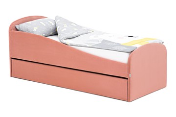 Мягкая кровать с ящиком Letmo пудровый (велюр) в Подольске