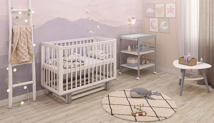 Кроватка в детскую серия 3400 POLINI Kids Simple 340 Белый / Серый в Подольске - изображение 10